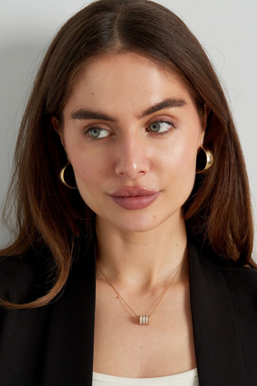 Necklace round charm - Gold color/pink h5Picture4